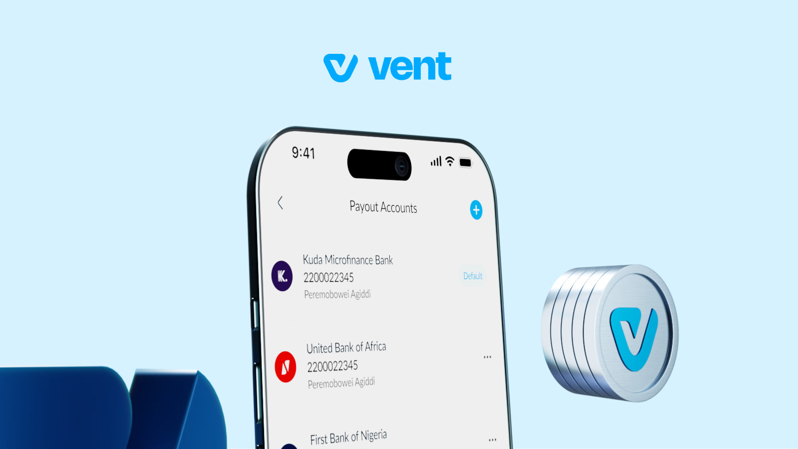 how to manage payout account on Vent