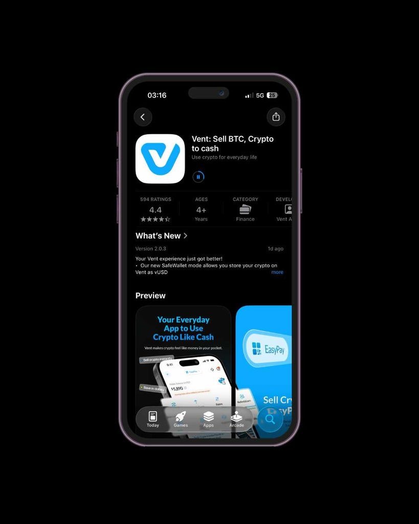 How to get an eSIM on Vent (Step 1): Download the Vent app and sign up or login.